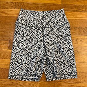 Balance Collection High Rise 7" Biker Shorts Black White Flowers Floral - Medium